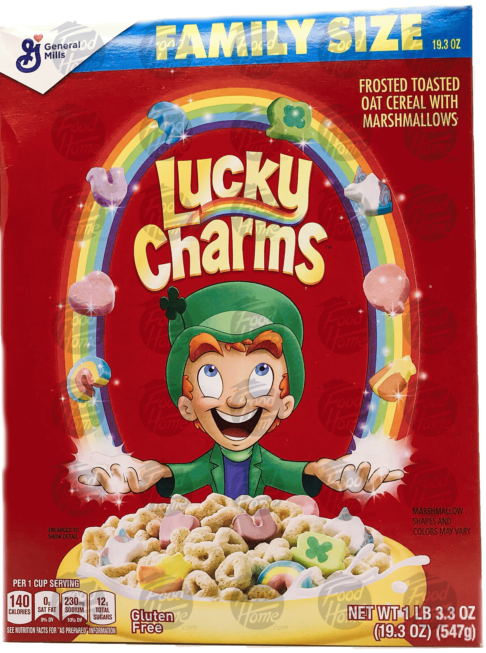 Lucky Charms Family Size froasted toasted oat cereal with marshmallows, box Full-Size Picture